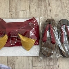 浴衣用　作り帯、下駄セット