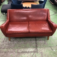 2人掛けソファー ブラウン 合皮