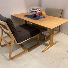 宇都宮でオシャレな家具を探すなら『オトワリバース！』無印良品 MUJI リビングダイニングテーブルセット 3点セット ナチュラル リビングでもダイニングでも使える 中古品