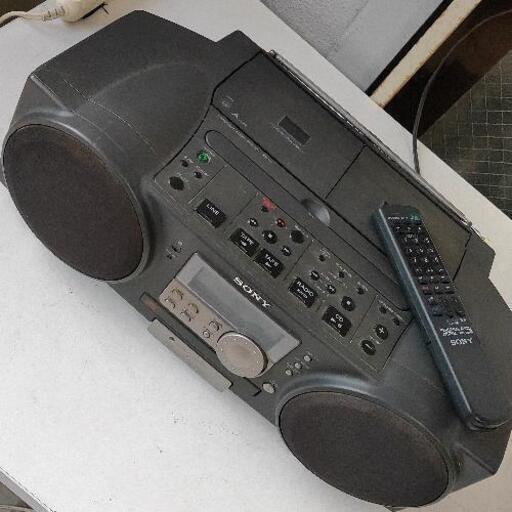 1016-087 CDラジカセ SONY リモコン付 カセットCDラジオ音出し確認済み
