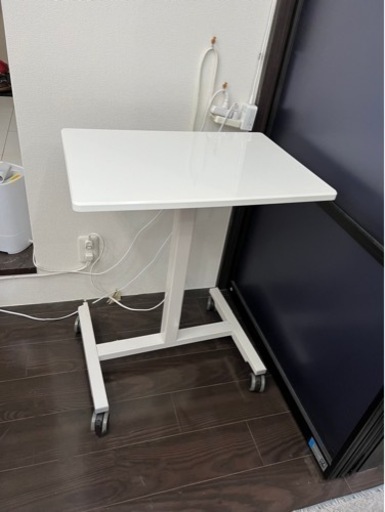 ★お値下げ中★サンワダイレクト スタンディングデスク ガス圧 昇降式 幅62×奥行43cm 高さ76.5~110.5cm キャスター付き 耐荷重10kg パソコンデスク ホワイト 100-ERD007W