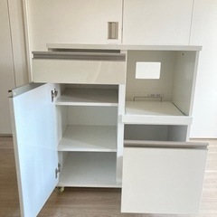 【NITORI】【美品】取りに来ていただける方カップボード　ニトリ　レンジボード　キッチンカウンター　食器棚　キッチンボードの画像
