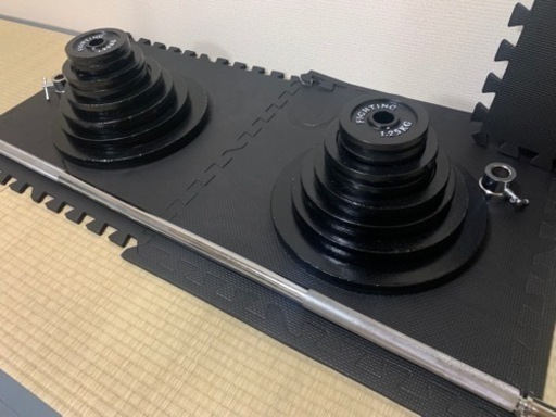 バーベル100kgセット、ベンチプレス台、クッションマット4枚