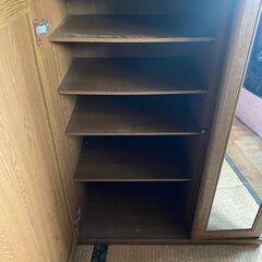 下駄箱　靴箱　ミラー付きシューズボックス　 鏡　ハイタイプの画像