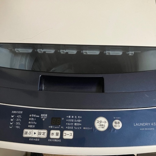 全自動洗濯機 AQUA 2019年製　4.5kg