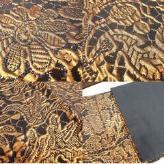 和装 帯 全通 草花模様 黒×銅色 長さ 約436cm 幅 約32cm 中古 苫小牧西店の画像