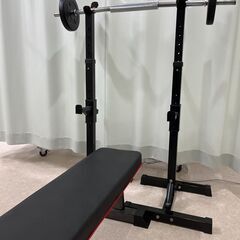 最終値引き　トレーニングベンチ、バーベルスタンド、バーベル重量２7キロ　おまけ多数の画像