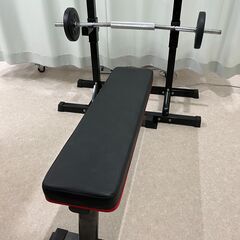 最終値引き　トレーニングベンチ、バーベルスタンド、バーベル重量２...