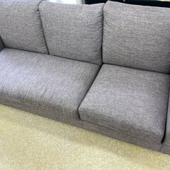 【送料込】　【超美品】　3人掛けソファ　グレー　オットマン付き 美品】ソファ オットマン付き 3人掛け グレー