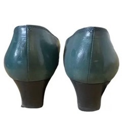 Y621-9 HIROFU ヒロフ ヒール パンプス 24cm 箱付き 緑 グリーンの画像