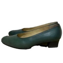 Y621-9 HIROFU ヒロフ ヒール パンプス 24cm 箱付き 緑 グリーンの画像