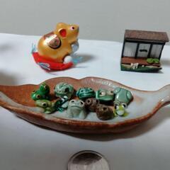 蛙の置物　瀬戸物　民芸品　蛙　工芸品　ししおとし　ジオラマ　コレクションの画像