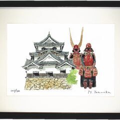 FS-003滋賀 彦根城 限定版画 サイン有 額装済 作家 マック安中