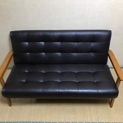 2人掛けソファー　合皮　ブラウン