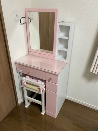 値下げ　化粧台　ピンク　中古品
