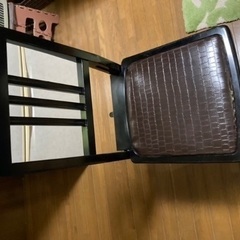 背もたれピアノ椅子　黒革　高さ調整可能