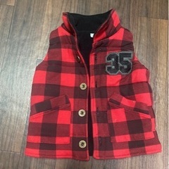 赤黒チェックベスト❣️80 中側　フリース❣️上着　重ね着