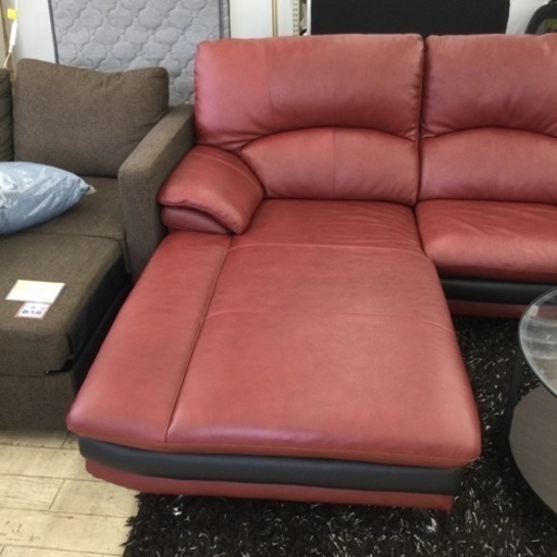 【✨ゆったりサイズ❗️レッド❗️モダンテイスト❗️✨】定価¥140,000 L字ソファ カウチソファ ソファー ワインレッド 3Pソフ