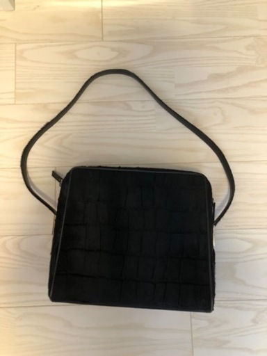 グッチ　ハラコ　クロコ型押し　スクエア　ショルダーバッグ　レザー