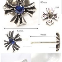 クロムハーツCHプラス スタッドwithブルーサファイア(ピアス)