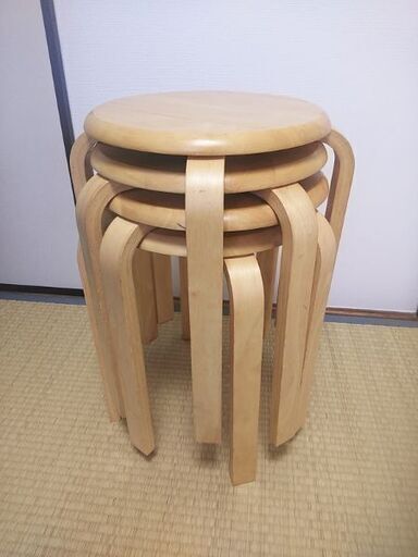 【受け渡し者決定】木製スツール（椅子）4個セット