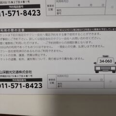 匿名　一万円相当　札幌　タクシーチケット　30分まで無料　ハイヤー　クーポンの画像