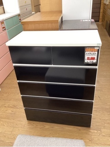 KJ-68【新入荷　アウトレット】絶対満足価格　ハイチェスト　黒