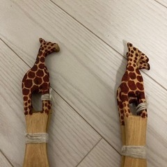 インテリアにも！未使用品アフリカのヒルトンホテル購入サラダサーバースプーンセットお譲りします。の画像