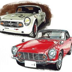 NC-006 ホンダS600/S800 限定版画 直筆サイン有 額装済 作家 平右ヱ門の画像