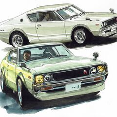 NC-009 スカイラインGT-R 限定版画 直筆サイン有 額装済 作家 平右ヱ門