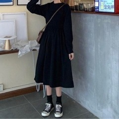 木曜まで！韓国　★ シャーリングワンピの画像