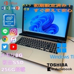 東芝/美品/17.3インチ大画面/シャンパンゴールド/SSD 256G/カメラ付