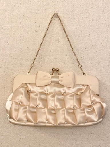 未使用値札タグ付 passage mignon パーティーポーチ パーティバック リボン 結婚式 パーティーバッグ クラッチバッグ