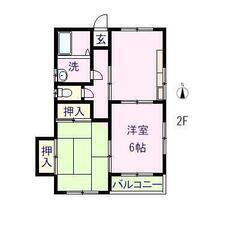 2DK   38,000円  2階(東南角部屋)　敷金なし　仲介...