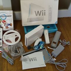 Wii★ウィー★ゲーム機★本体★動作品★マリオカート★ハンドル★ソフト付き★すぐ遊べるセット★家族★お子様等に の画像