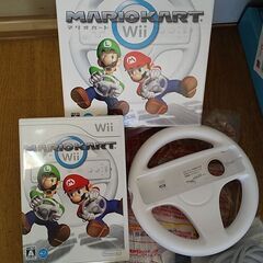 Wii★ウィー★ゲーム機★本体★動作品★マリオカート★ハンドル★ソフト付き★すぐ遊べるセット★家族★お子様等に の画像