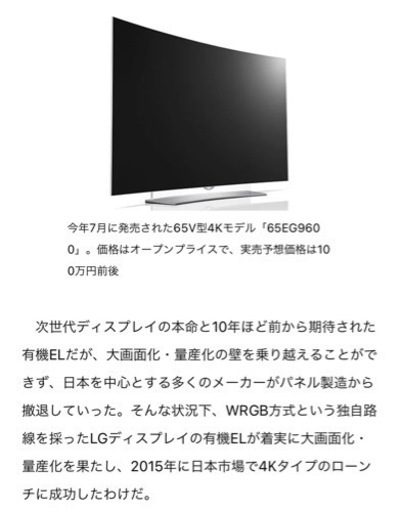 【11月5日期限】LG OLED TV 65EG9600