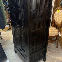 定価¥24178 アジアンバンブーキャビネット 天然木 竹 アジアン家具 シノワ家具 シノワズリ バリ家具 収納棚 リビング収納 インテリア★買取帝国 志木店の画像