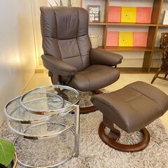 宇都宮でオシャレな家具を探すなら『オトワリバース！』美品 Ekornes エコーネス メイフェア 本革 ストレスレスチェア＆オットマン Ｍ ブラウン 北欧 ノルウェー 中古品