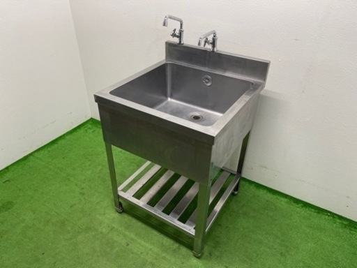 業務用　ステンレス　１槽シンク流し台　蛇口付き　店舗　飲食店　W６００ｘD６００ｘＨ８００ｍｍ