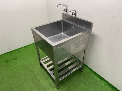 業務用　ステンレス　１槽シンク流し台　蛇口付き　店舗　飲食店　W６００ｘD６００ｘＨ８００ｍｍ