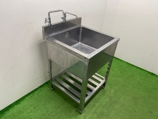 業務用　ステンレス　１槽シンク流し台　蛇口付き　店舗　飲食店　W６００ｘD６００ｘＨ８００ｍｍ