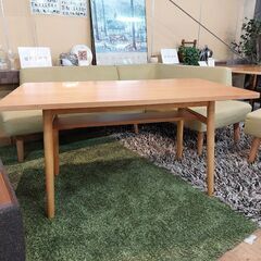 【愛品倶楽部柏店】ウニコ　ＳＵＬＡ　ダイニングテーブル　ベンチ３点セット　ライトグリーンの画像