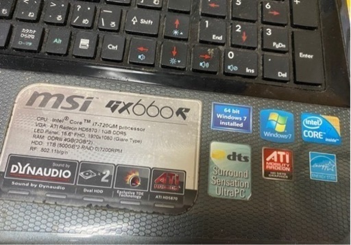 超格安にて　ノートPC MSI  ゲーミングモデル