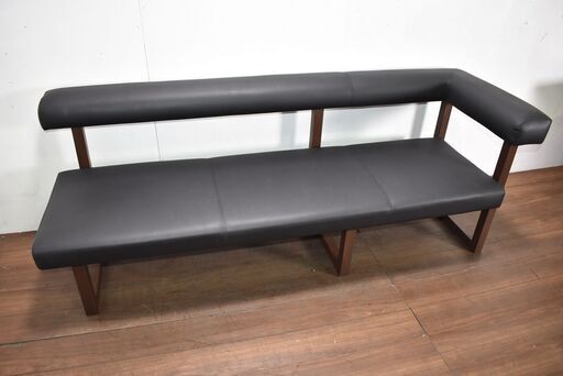 【ヤ取終了4/5】≪y432≫美品 背もたれ/背付き コーナー ベンチ 2脚セット 3人用＋2人用 レザー調 待合室/ロビー/リビング
