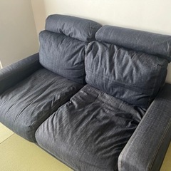 ⭐︎無印良品⭐︎ソファー　2シーター　ワイドアーム　デニム　ヘッドレスト付