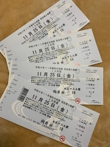 大相撲九州場所　マスＡ席　４枚