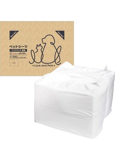 【Amazon限定ブランド】Love and Pets トイレシート 超吸収 薄型 犬 猫 業務 多頭飼育用 大容量 ペットシーツ ワイド 200枚