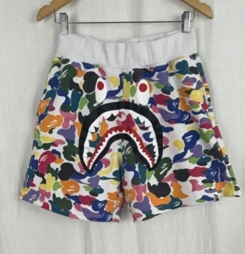a bathing ape multi camo shark pant