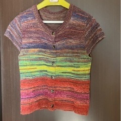 カーディガン　ボレロ　アジアン　ミセス　レインボー　ニット　編み物　秋